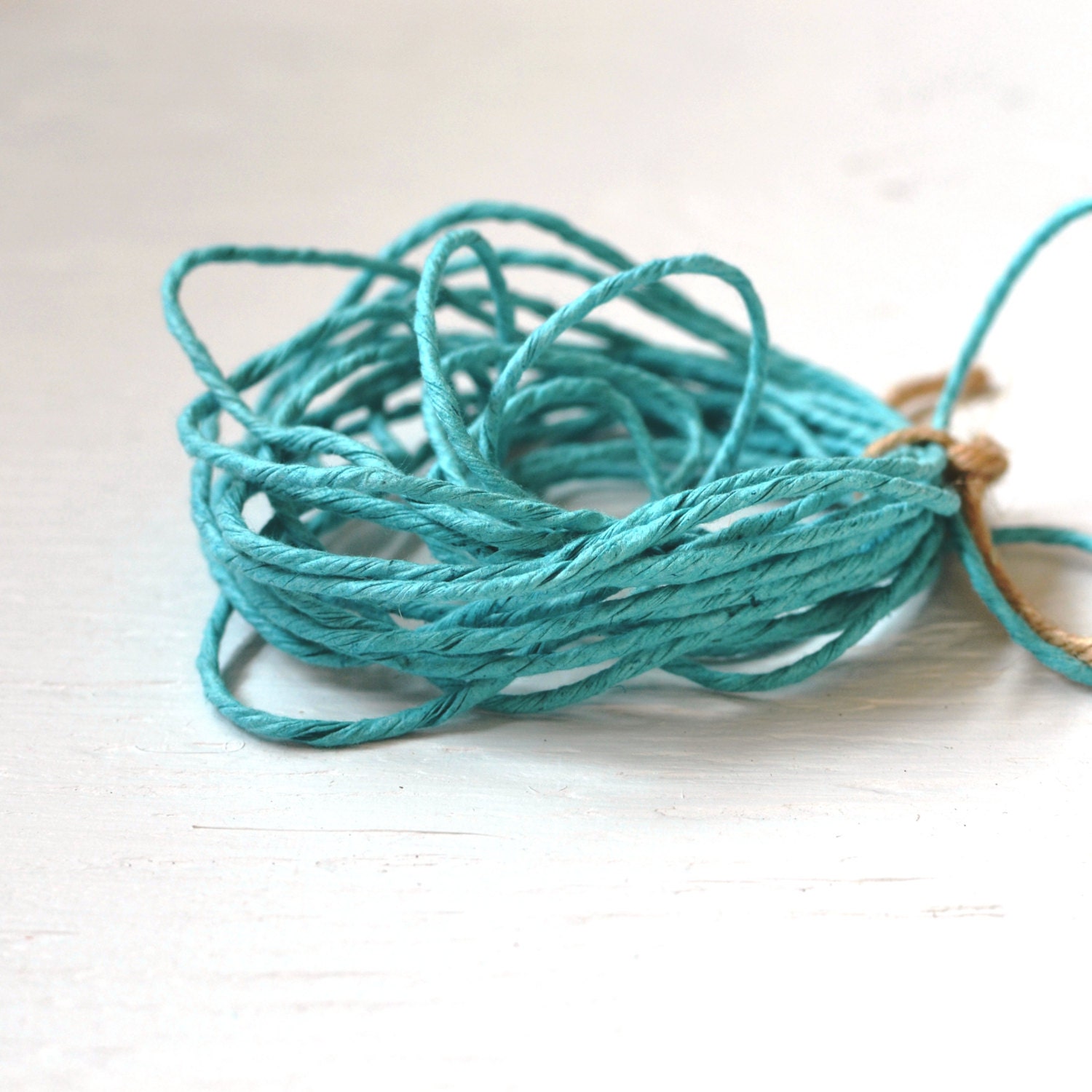 5 yards AQUA abaca twine, manila hemp ribbon