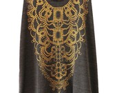 Tanktop - Gems, black. Racerback, vest, diamonds, gold, screen print, necklace, bling