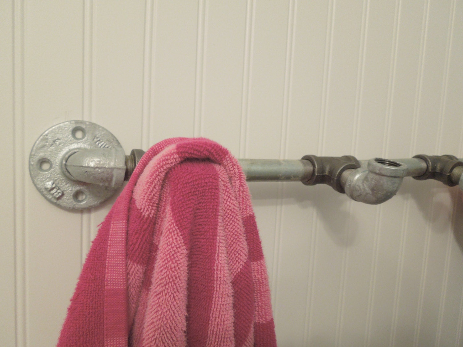 Plumb-Good four 4 hook towel bar....silver...chrome....plumbing parts....by wreckd on etsy