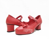 Red Mary Jane Shoes with Big Bow