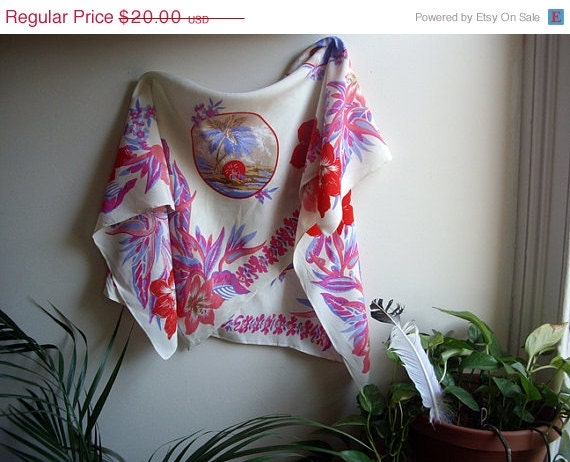 SALE Hibiscus Flower Scarf by Liz Claiborne