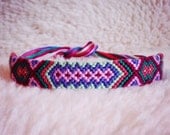 Friendship Bracelet - READY TO SHIP: Braided Handmade Embroidery Floss Fiber Friendship Bracelet - Small Tribal Diamonds