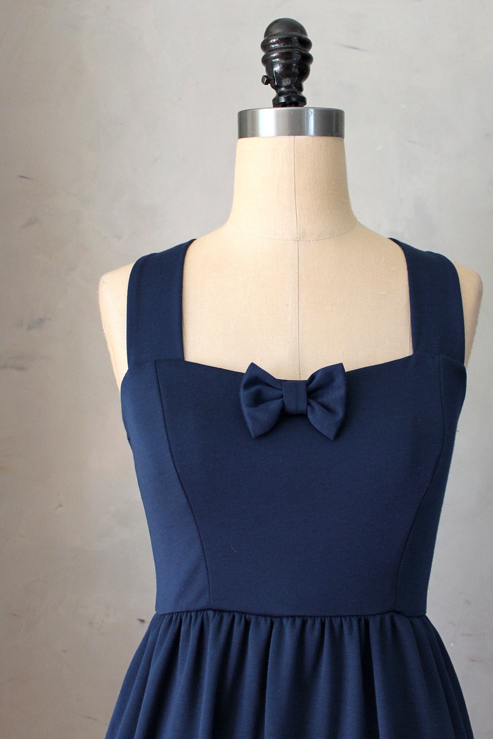 SWEETHEART - NAVY - Dark blue vintage inspired dress // nautical // retro // bridesmaid // pinup // bow // sweetheart neckline