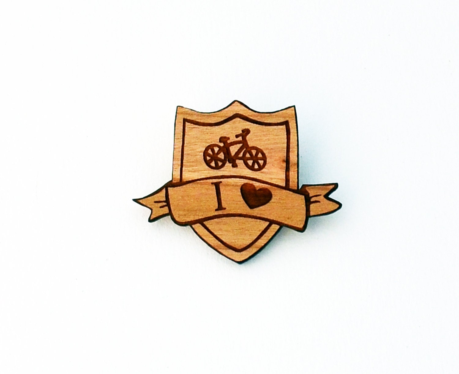 I "Heart" Bicycle Pin - Laser cut  Wood