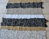 Handwoven Rug- recycled home decor, bathroom, bedroom, kitchen, rectangular, bath mat, rag rug
