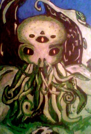 Cthulhu Drawing - H.P. Lovecraft 7x10 cosmic horror art print