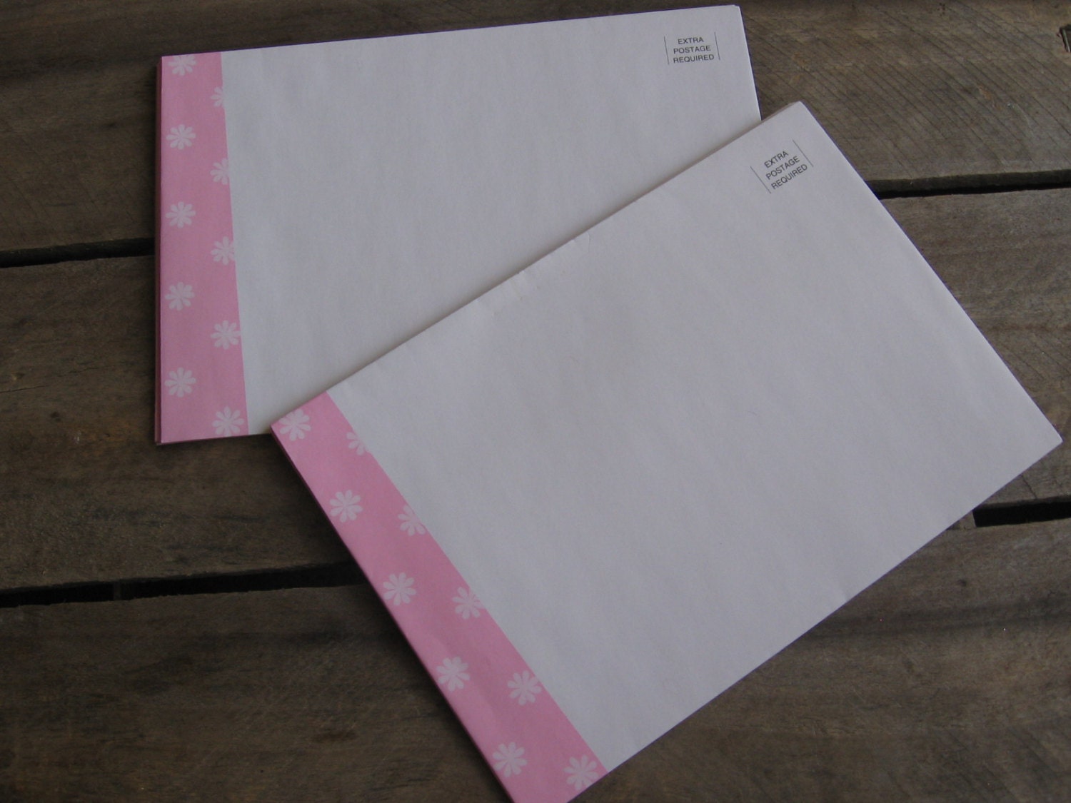 Pink Trimmed Envelopes Set of 12 White Envelopes Pink Floral Trim