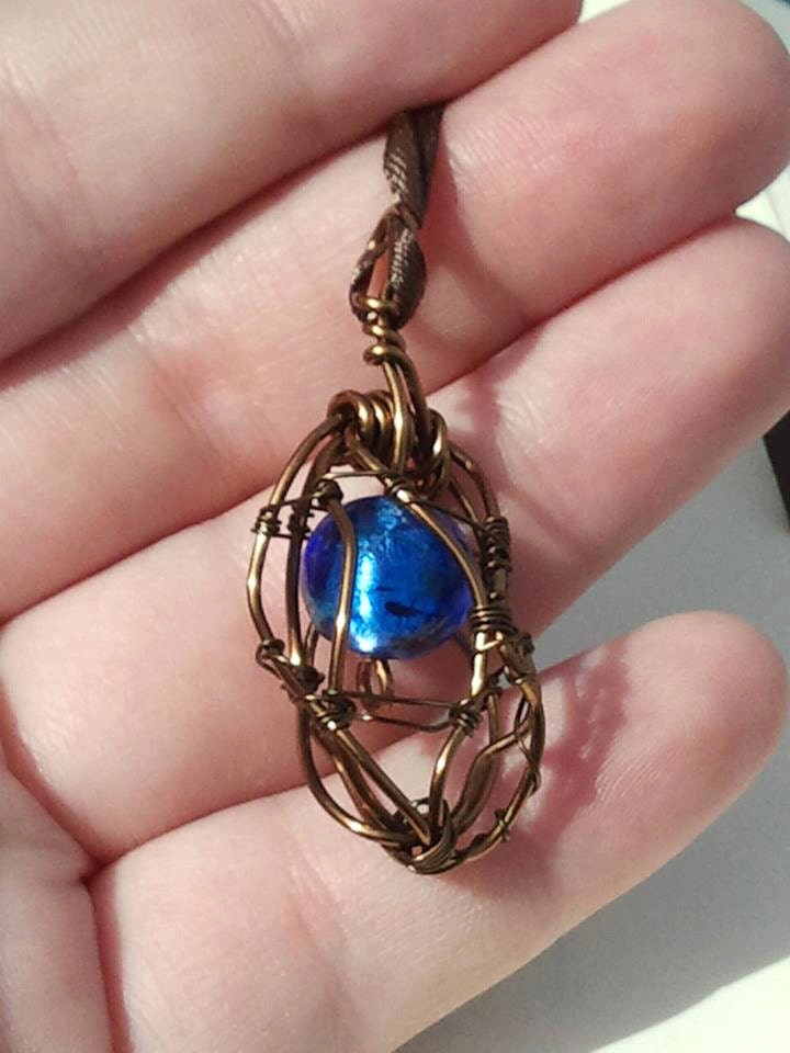 Blue Glass Cage Pendant