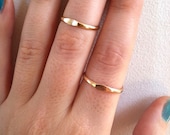 Set of 2 Wave Rings-  Layering, Stacking, Mid Knuckle Rings- Yellow Gold Filled, Pink Gold Filled, or Sterling Silver