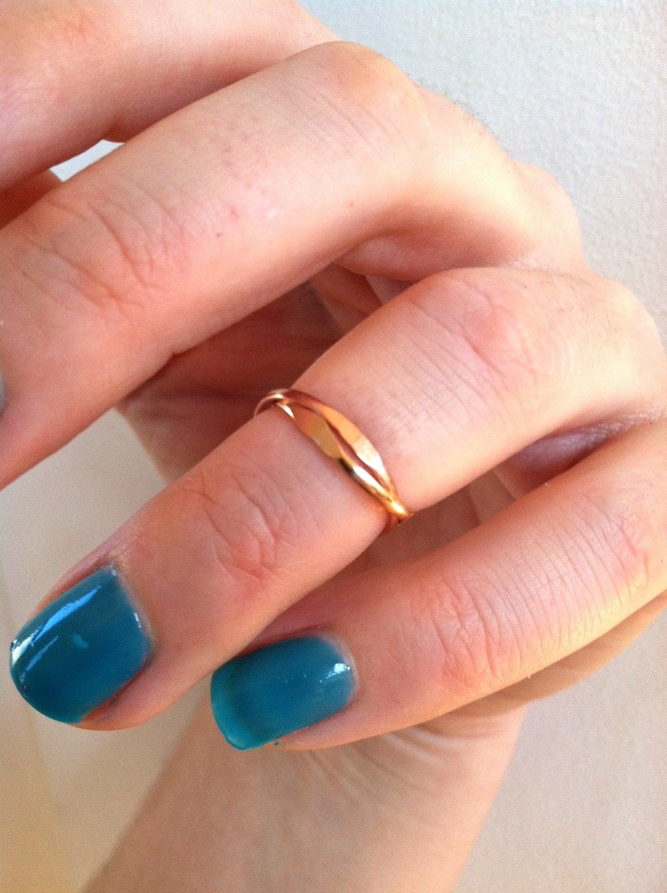 Tidal Wave Ring- Interlocked Stacking Mid Knuckle Ring- Yellow Gold Filled, Pink Gold Filled, or Sterling Silver
