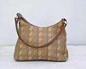 Retro Brown Woman Handbag,  Retro modern geometric Purse, Casual, day bag, Mad Men inspired, Gift for woman, Wife