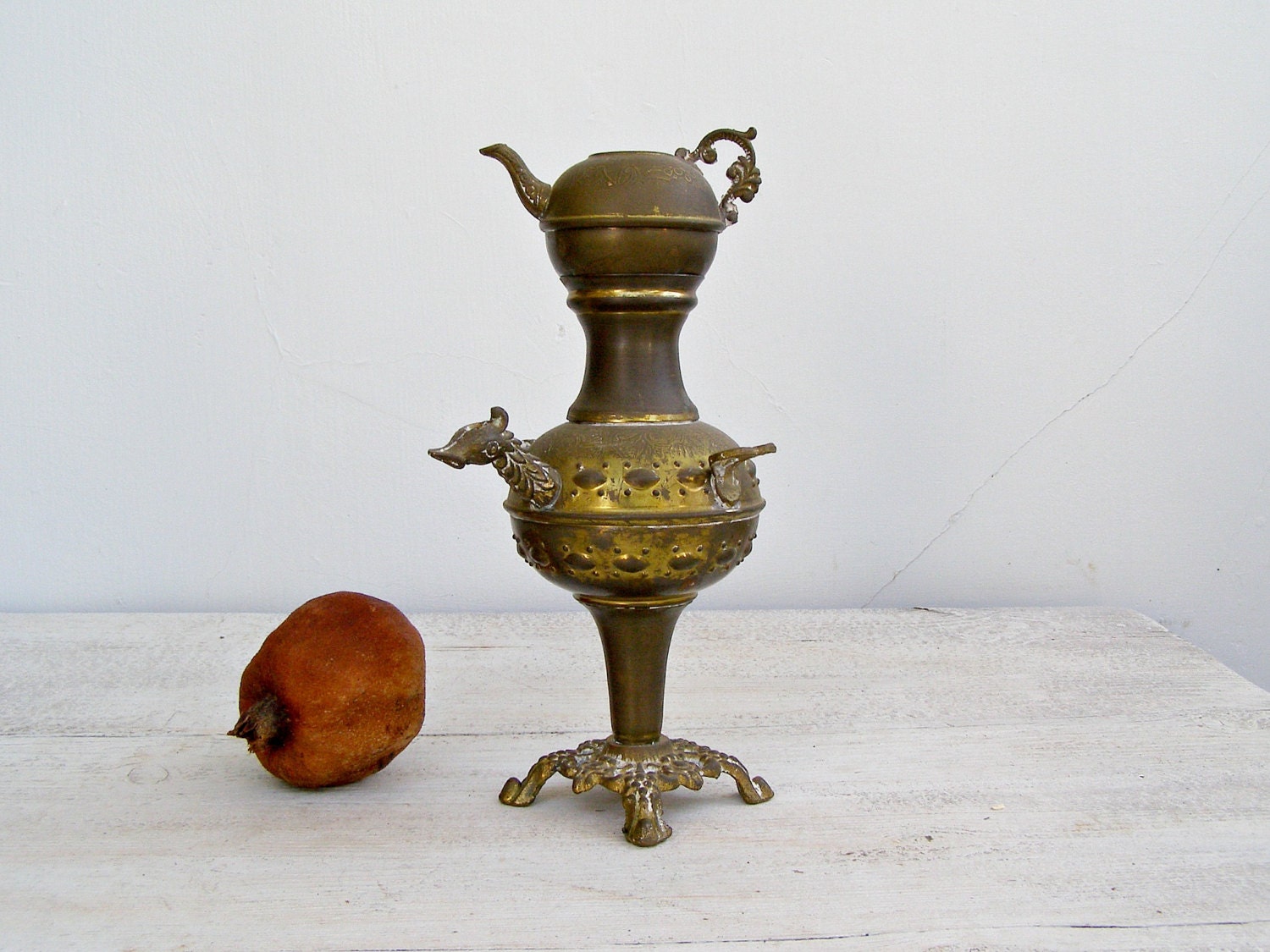 Decorative Tea Samovar, Vintage Turkish Miniature Samovar, Oriental, Boho, Copper teapot, Tea Ritual, Party, Collectible, Antique tableware