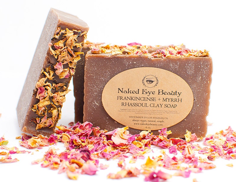 Rhassoul Clay Soap with Frankincense & Myrrh Vegan Organic 4 oz.