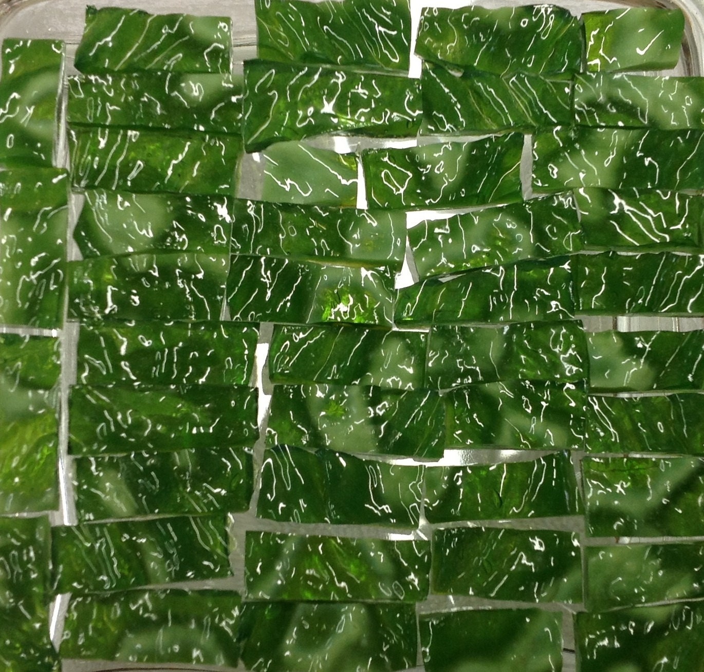 50 Variegated Green BORDERS - RIPPLE Stained Glass Tile Borders