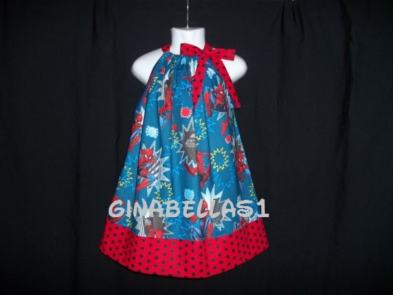 Spiderman dress Birthday Party outfit super heros party Girlie girl pillowcase sun available in size 3m 6m 9m 12m 18m 2t 3t 4t 5t 5 6 7 8