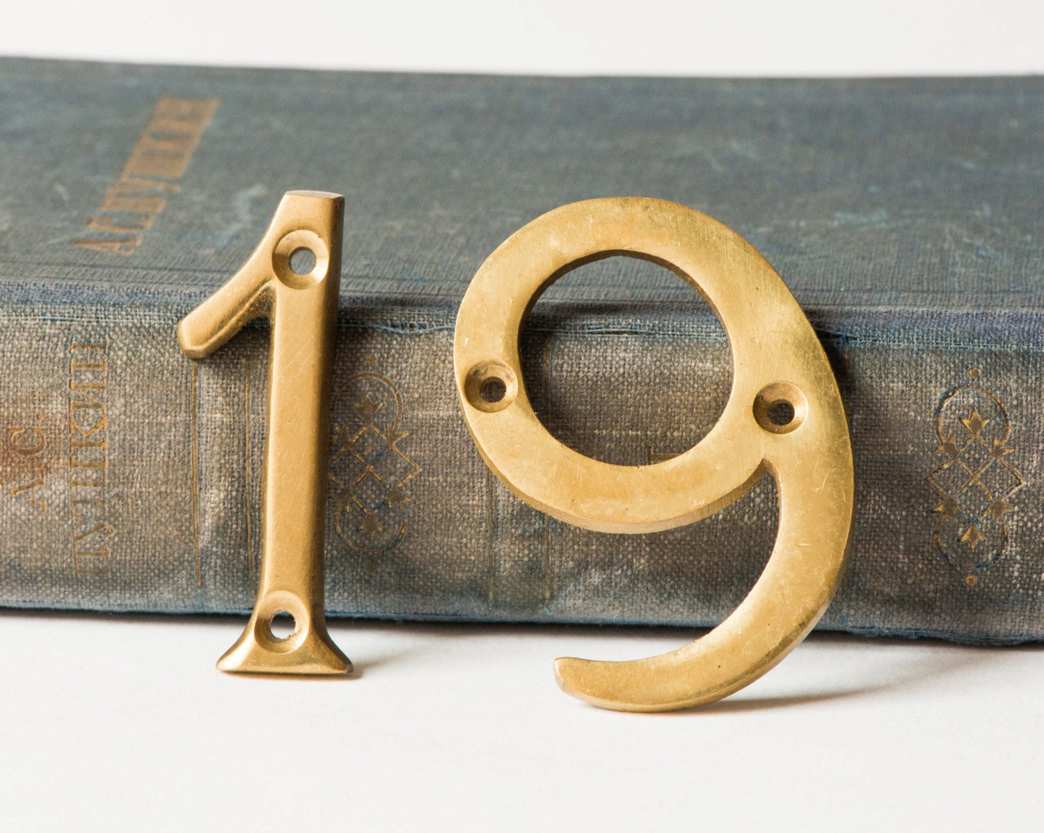 Vintage flat address numbers  metal Six/Nine One Soviet room number tag brass