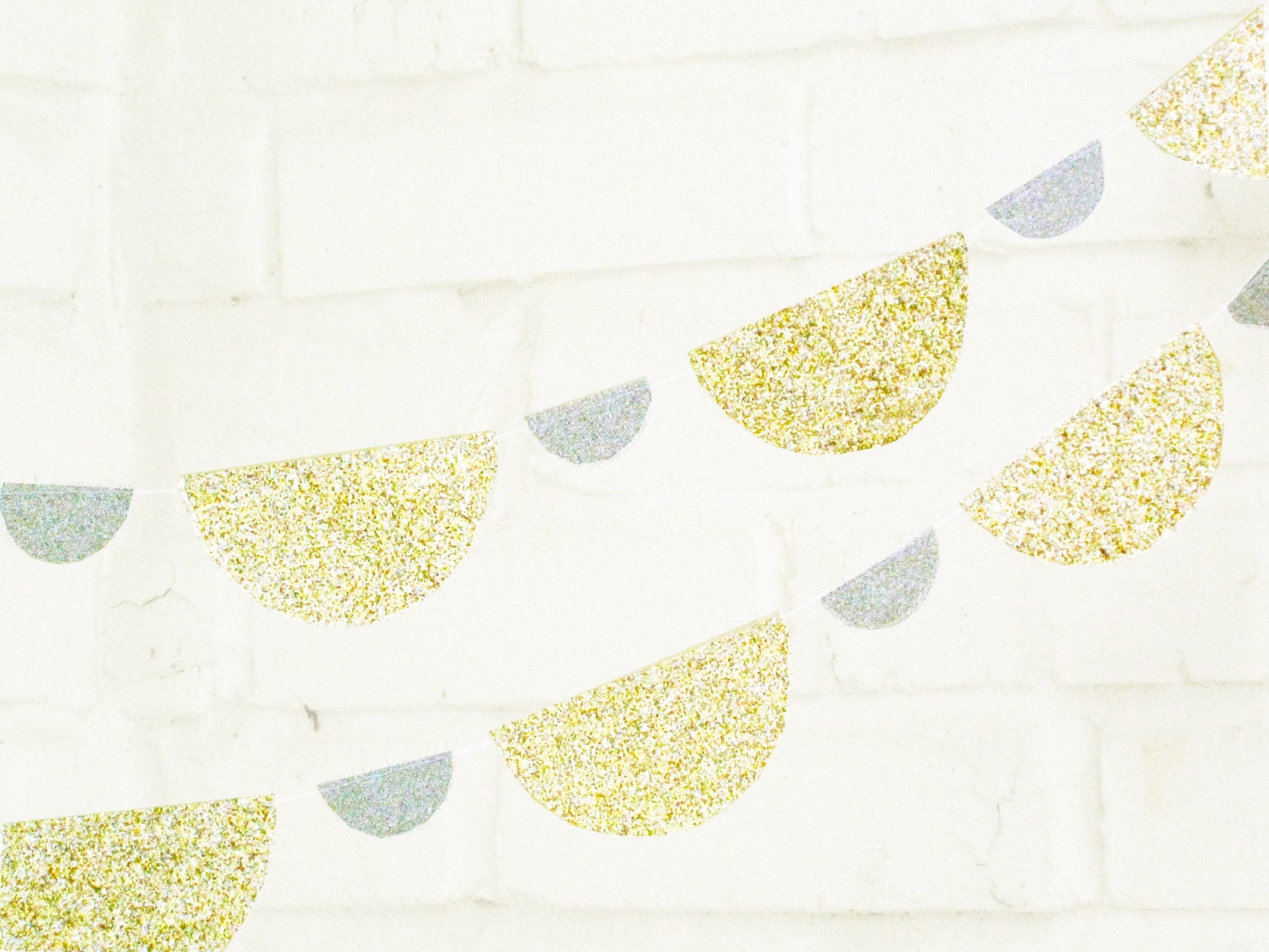 The Glam Scallop Garland, Wedding Garland, Gold and Silver Glitter, Wedding Shower, Baby Shower, Birthday Decoration