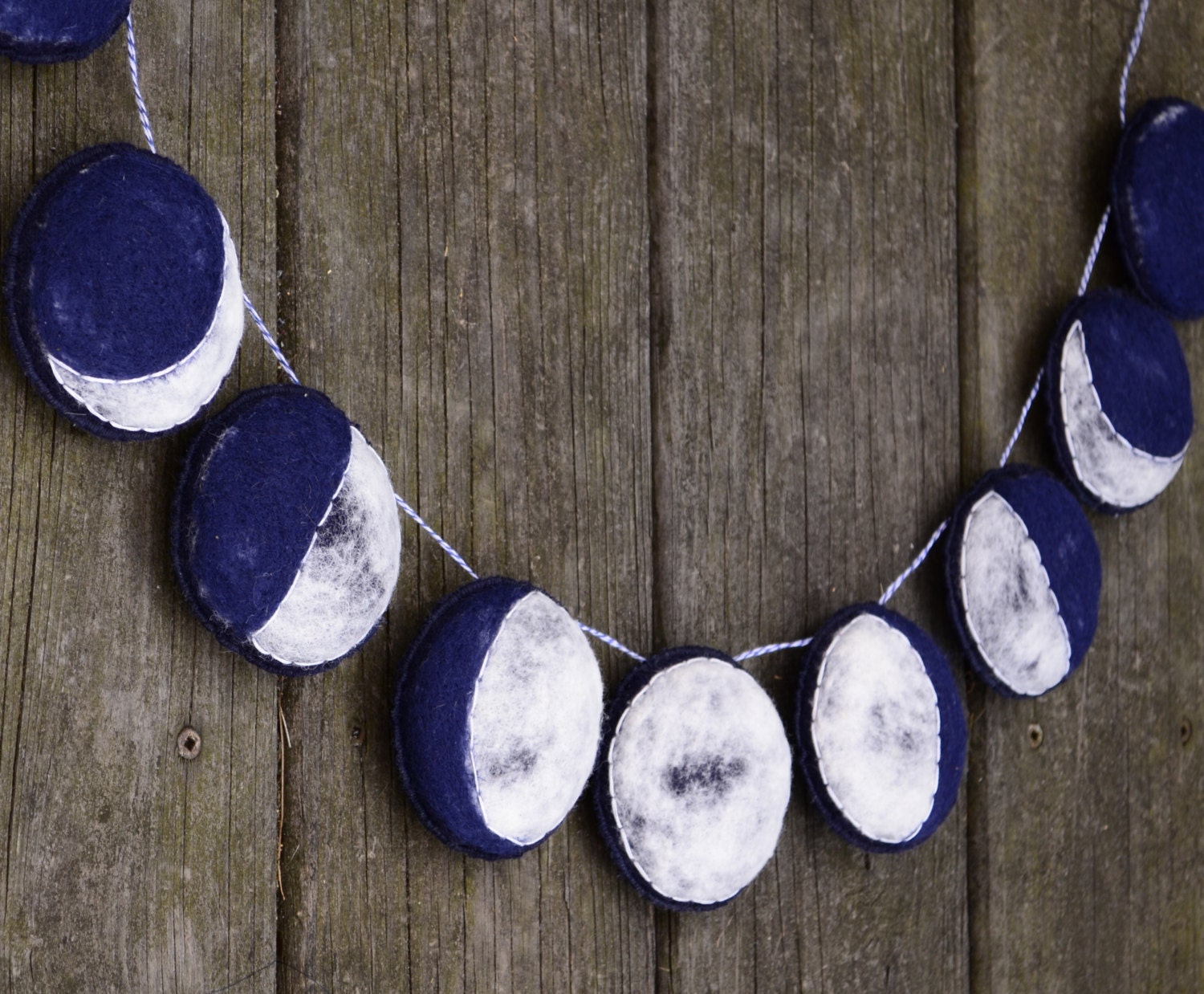 Handmade Felt Garland. The Phases of the Moon. Needlefelted Home Decor by AlyParrott on Etsy. Made to Order.