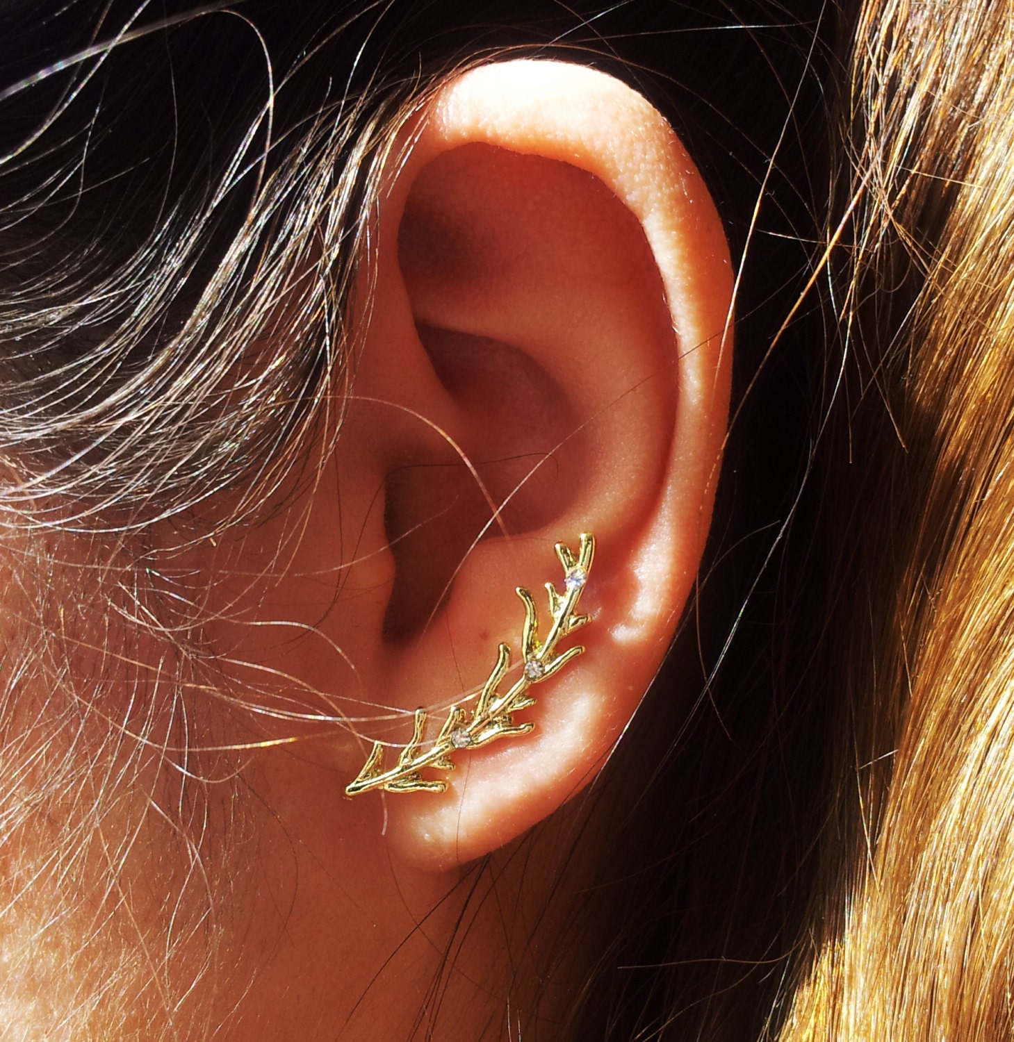 24 k Gold Plated Leaves Ear Stud Earring