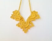 Crochet Angel Wings Necklace - Mustard Yellow