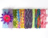 Pastel Fiber Samples - SALE - Luxury Fiber Card, Yarn Sampler for Felting, Scrapbooking, Embelisment, Novelty Yarn Bundle