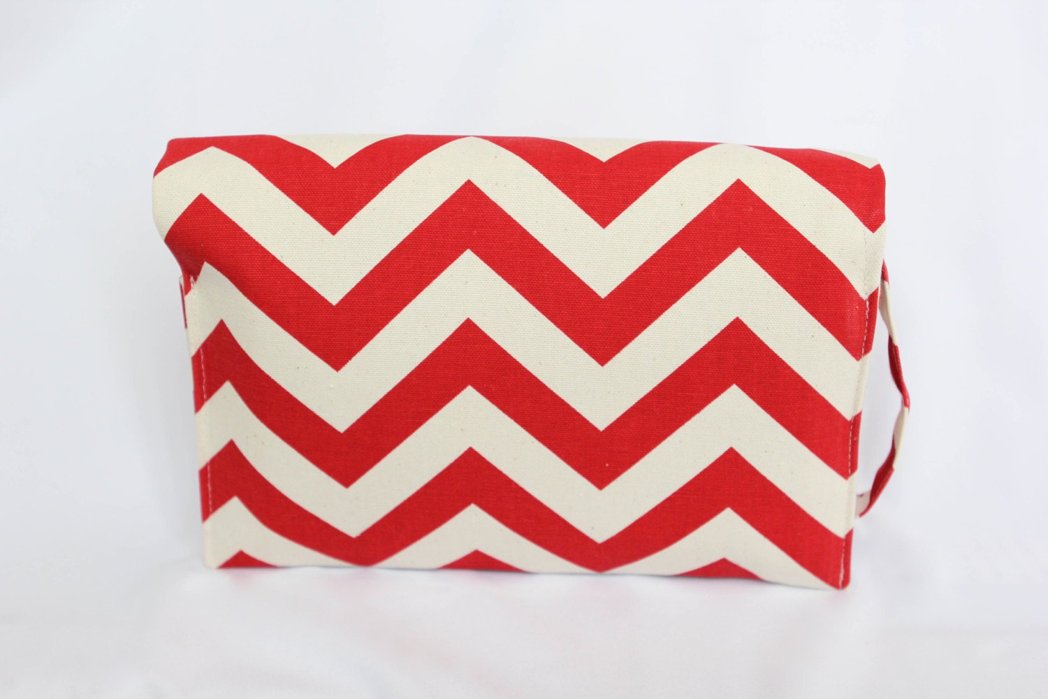FREE SHIPPING -  Diaper Changing Clutch Wristlet Red Natural Chevron