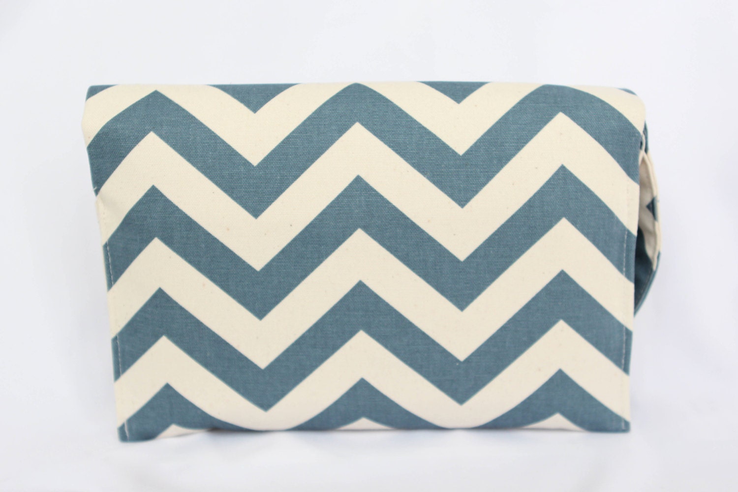 FREE SHIPPING -  Diaper Changing Clutch Wristlet Denim Natural Chevron