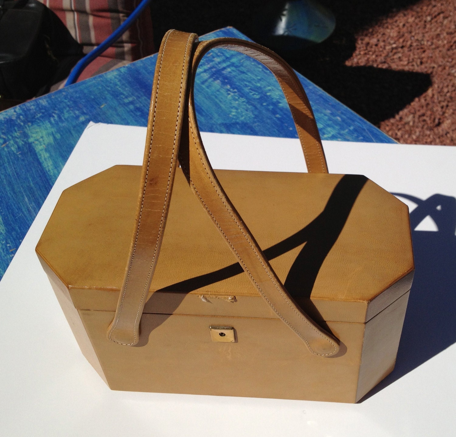 Vintage  RARE leather make up purse made in Italy by Ricci exclusive for Jana