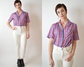 Vintage 1980's Button Up Purple Blouse