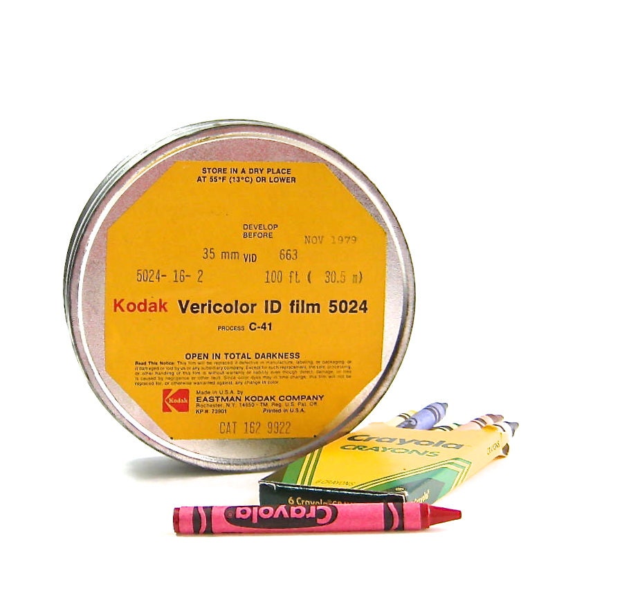 Vintage Kodak 35mm Film Canister Metal Tin Storage Kodak Vericolor Video Film Can