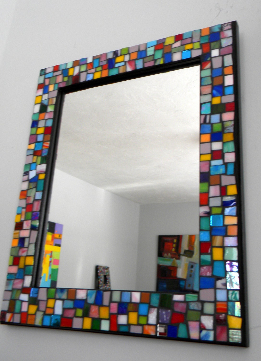LARGE - JEWEL Colors Stained Glass Mosaic Mirror