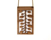 Statement wood Cut Pendant - Orchid Vines