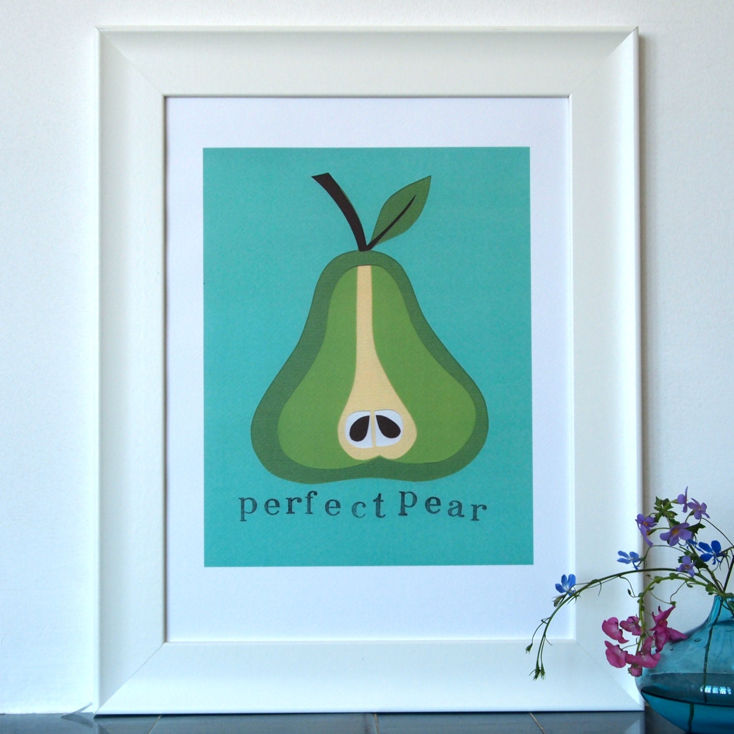 Perfect pear papercut print - A3 - wedding, anniversary, baby, engagement