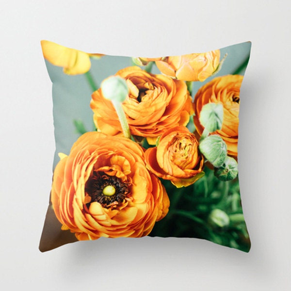 Ranunculus pillow cover - 16x16 pillow case - floral accent pillow case - ranunculus throw pillow case - girly pillow case - throw pillow