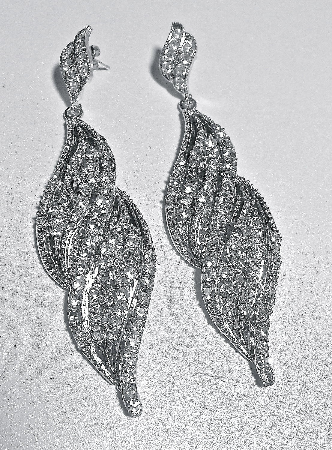 Rhinestone Earrings - Long - Super Sharp - 3" long - Crystal rhinestone earrings - Bridal jewelry - bridesmaids - prom - gift