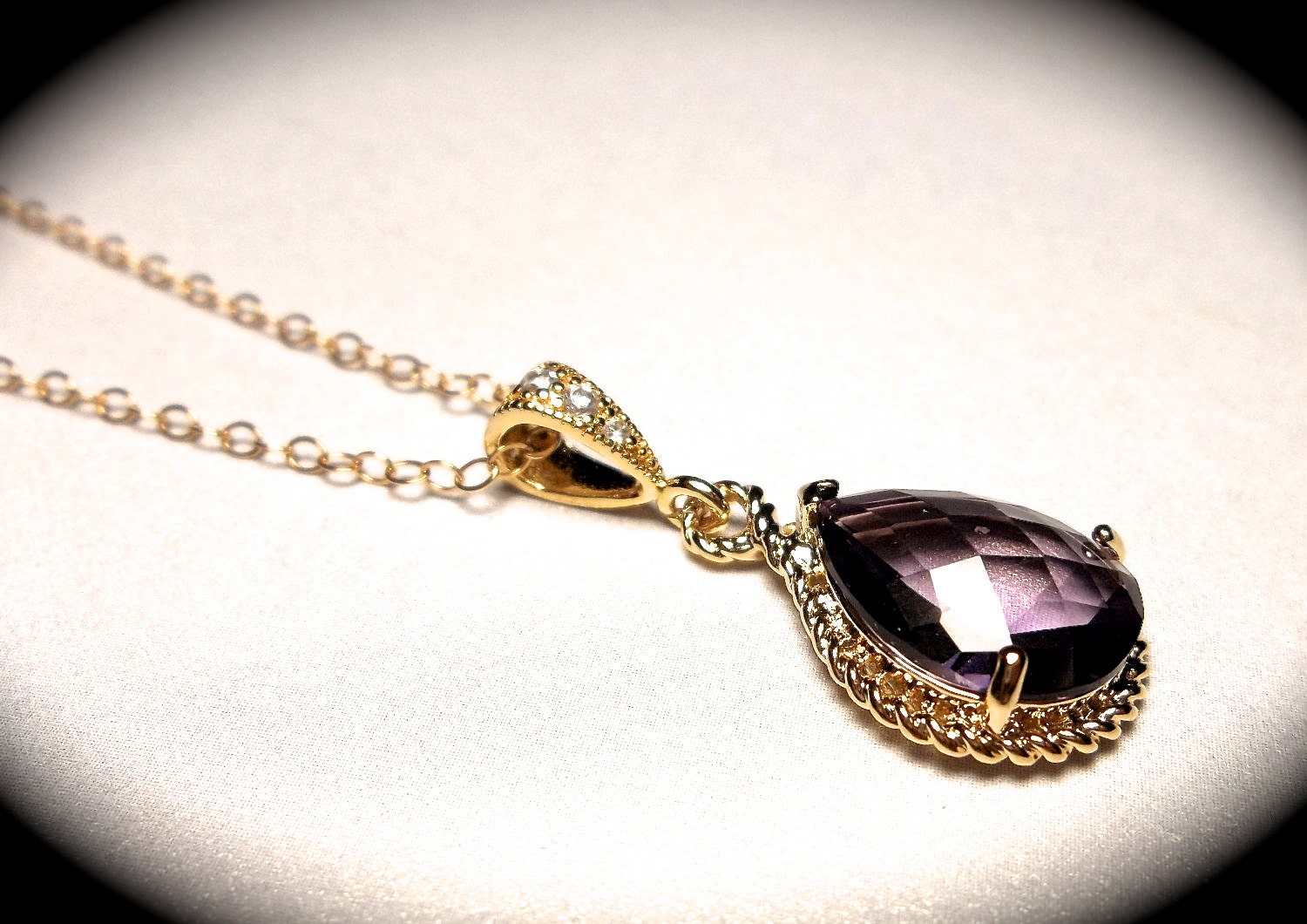 Amethyst Necklace - Gold filled- Classy and Rich Looking - Bridal jewelry- Bridesmaids - February's Birthstone -