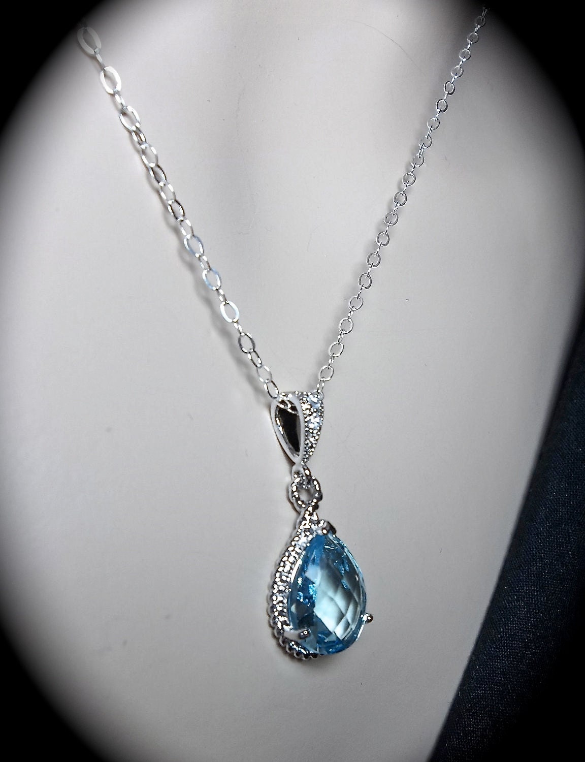 Aquamarine necklace - Sterlings Silver - Bridal Jewelry - March Birthstone - Bridesmaids - gift -