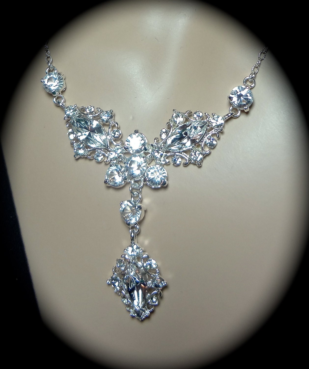 Rhinestone necklace - Statement necklace - Large - Marquise - Crystal Rhinestones - Jewelry for your Special day - The princess -