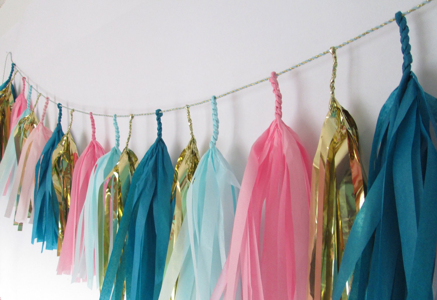 Alpha xi Delta (Blue Pink Gold) Tassel Garland