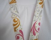 RETRACTABLE REEL Breakaway LANYARD - Fabric Retractable Reel Lanyard - Fabric id Badge Holder - Key Fob Lanyard - Pink Grey Yellow Swirls