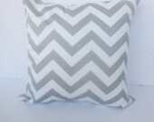 Grey and White Zig Zag Chevron Pillow Cover - 18" x 18"