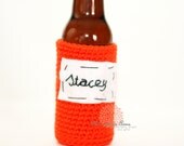 Beer Koozie Bottle Can Koozie gray funny crochet handmade cozy cover cozy cover cover