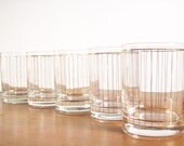 Mid-Century Culver Rocks Glasses, Gold Pinstriped, Vintage Barware