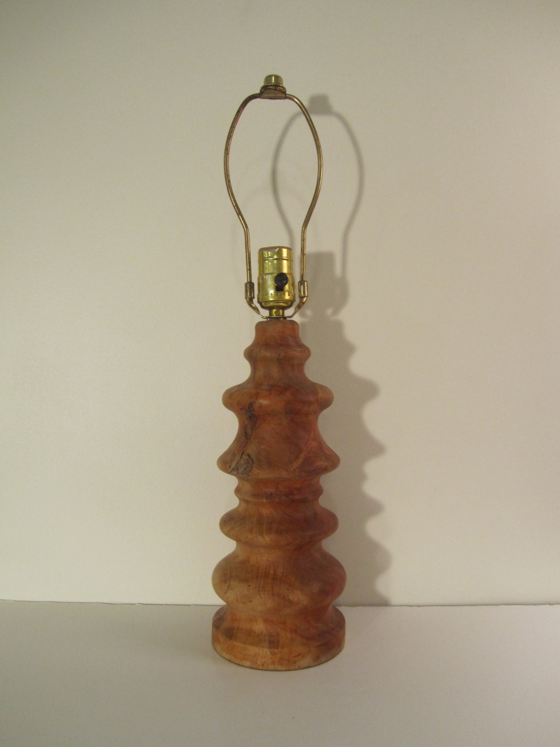 Vintage Modern Turned Burl Table Lamp