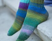 Hand knitting noro women wool Socks colorful stripes autumn fashion blue green lilac