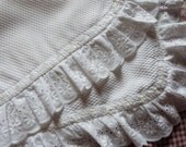 Vintage French baby bedding, crib bedding set w pillow case w mattress duvet cover w raised quilted piqué w lace, vintage baby linens