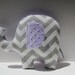 Modern lavender gray nursery Elephant pillow decor - grey chevron - purple minky - baby shower