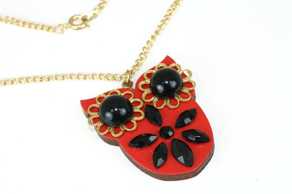 Red Owl Necklace Pendant