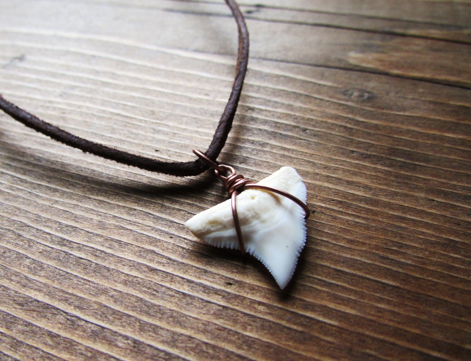Shark Tooth Necklace, Leather Chain