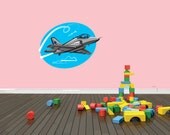 Airplane Flying Animated Cartoon Jet Kids Children Boy Girl Bedroom Home Decor Peel & Stick Sticker Vinyl Wall Decal 30x50 larg441